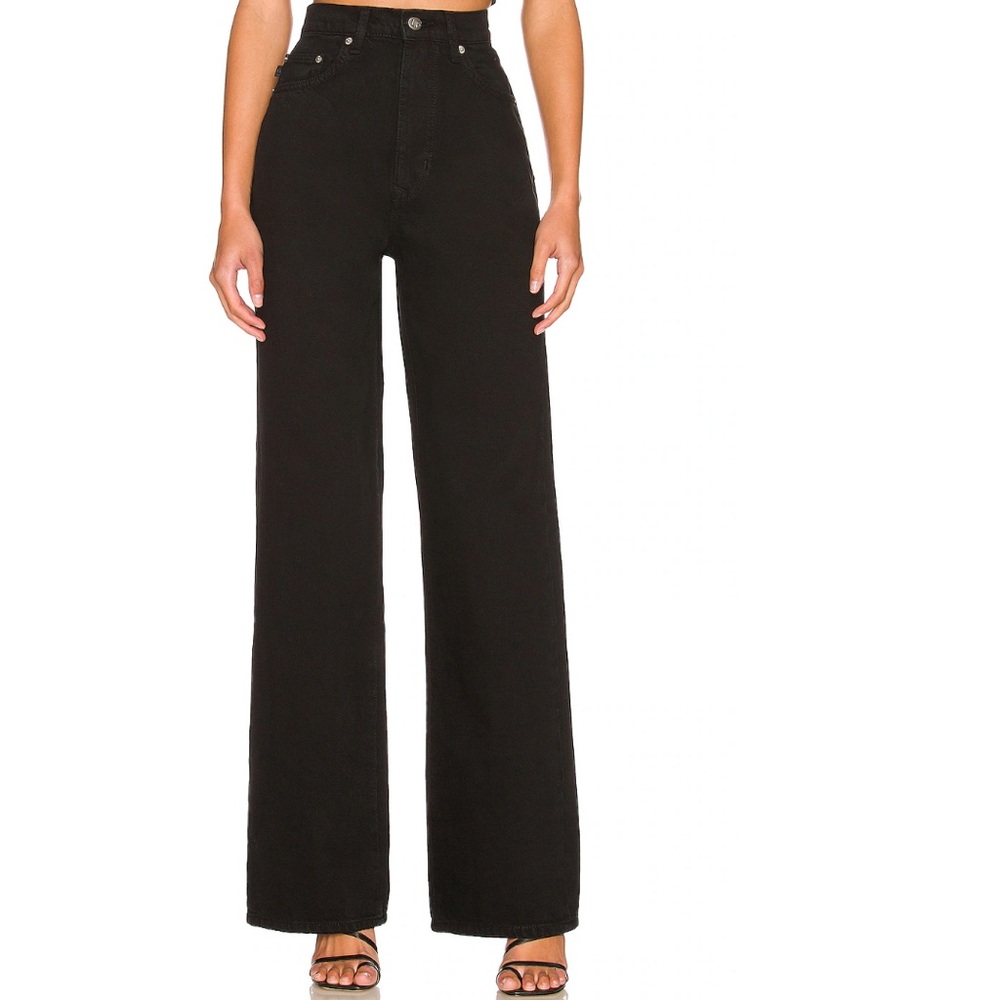 Like New Lovers & Friends Lennon Super High Rise Wide Leg Jeans Black 25 26
